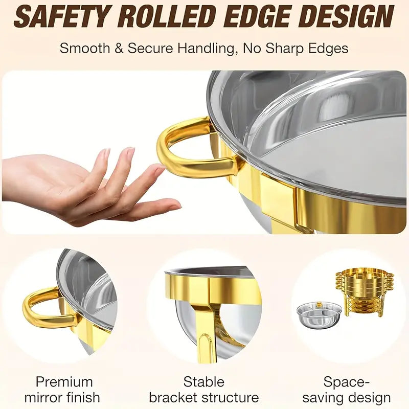 🧑‍🍳The same as in a five-star buffet restaurant🍽️Stainless Steel Chafing Dish Buffet Set 5QT with Fuel Can Rack, Gold Food Warmer for Parties