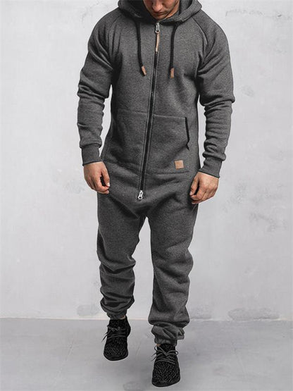 🎁New Arrivals 50% OFF💥Hooded Fleece Solid Color Jumpsuit