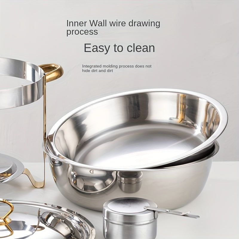 🧑‍🍳The same as in a five-star buffet restaurant🍽️Stainless Steel Chafing Dish Buffet Set 5QT with Fuel Can Rack, Gold Food Warmer for Parties