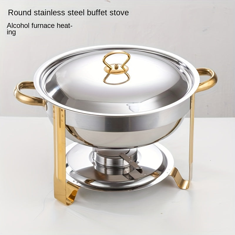 🧑‍🍳The same as in a five-star buffet restaurant🍽️Stainless Steel Chafing Dish Buffet Set 5QT with Fuel Can Rack, Gold Food Warmer for Parties