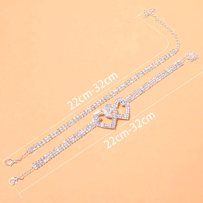 Buy 2 Get 15%💖Heart X Heart Ankle Bracelet🌟