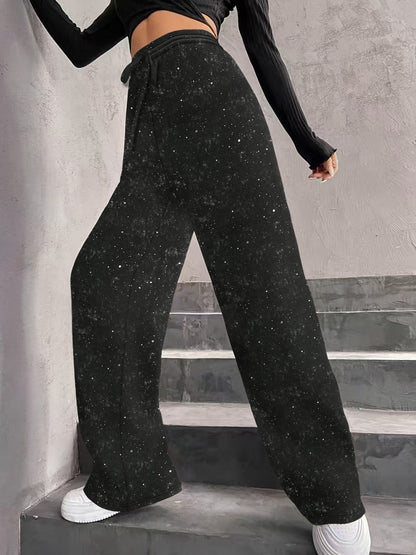 🎄🎁Christmas Sale 40% OFF🥰Women's Sequin Sparkle Wide Leg Pants with Elastic Waistband