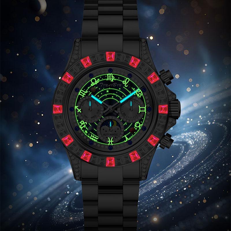 📢📢60 % OFF !!🎅【🎁Best Christmas Gift🎁】🎄TINAIBIN Twelve Zodiac Signs & Starry Sky Diamond Automatic Skeleton Men's Watch