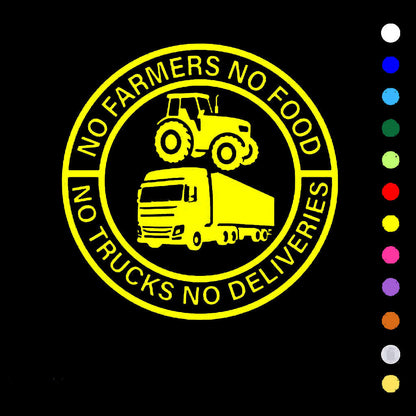 🔥No Farmers No Food No Trucks No Deliveries Vinyl Sticker – 140mm Decal