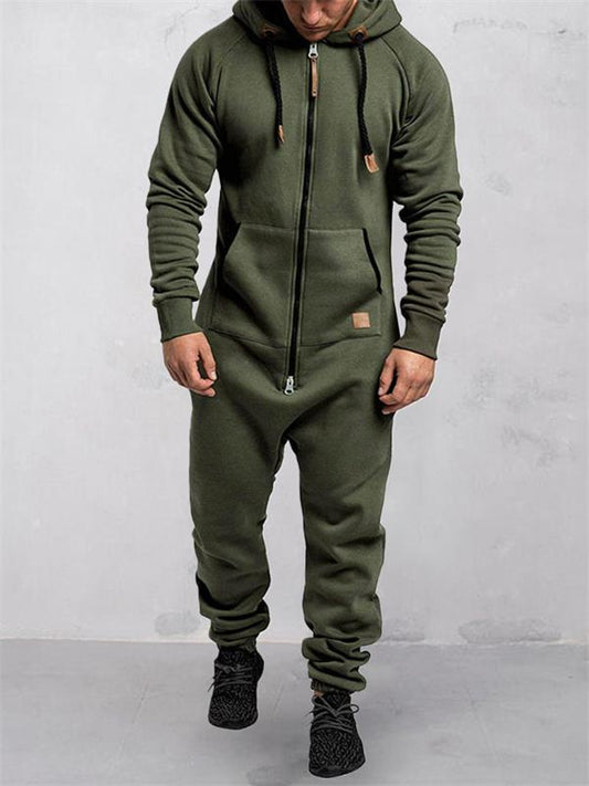 🎁New Arrivals 50% OFF💥Hooded Fleece Solid Color Jumpsuit