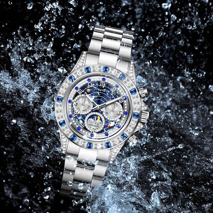 📢📢60 % OFF !!🎅【🎁Best Christmas Gift🎁】🎄TINAIBIN Twelve Zodiac Signs & Starry Sky Diamond Automatic Skeleton Men's Watch