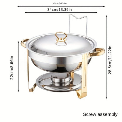 🧑‍🍳The same as in a five-star buffet restaurant🍽️Stainless Steel Chafing Dish Buffet Set 5QT with Fuel Can Rack, Gold Food Warmer for Parties
