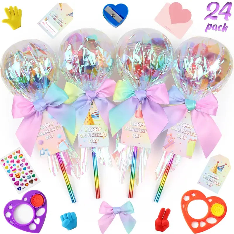 💝Valentines Day Gifts for Kids - Giant Rainbow Stationery Set with Valentine's Cards