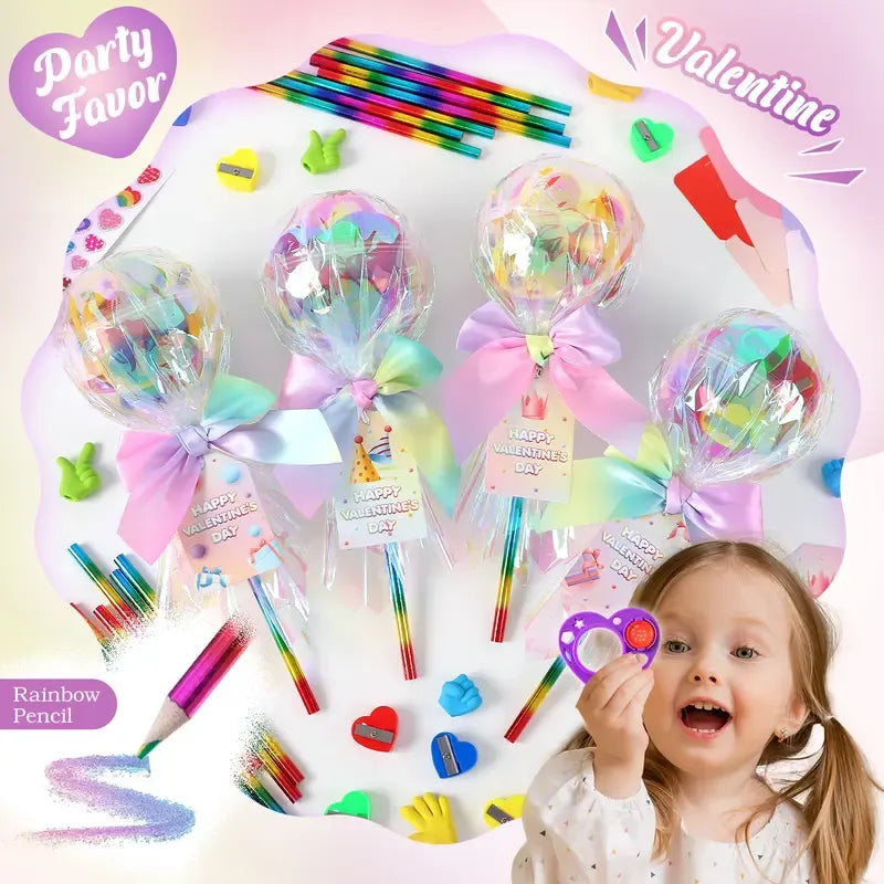 💝Valentines Day Gifts for Kids - Giant Rainbow Stationery Set with Valentine's Cards