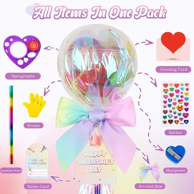 💝Valentines Day Gifts for Kids - Giant Rainbow Stationery Set with Valentine's Cards