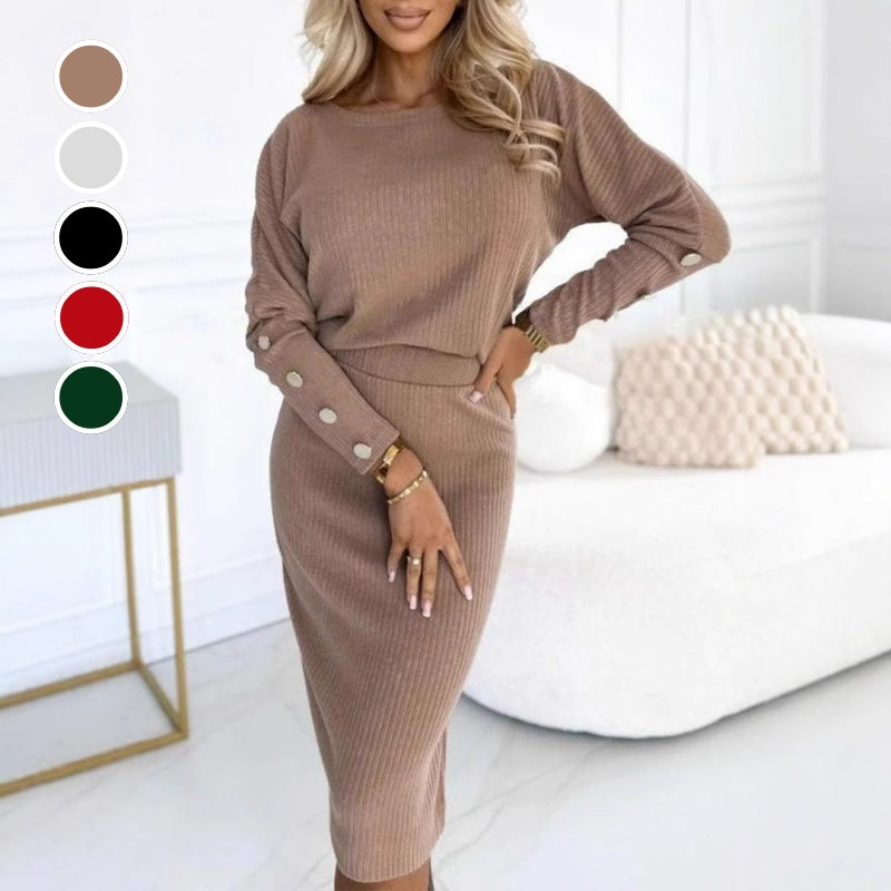 🎉Seasonal Sale - 50% OFF🎉Women’s Ribbed Knit Top ＆ Skirt Two-Piece Set