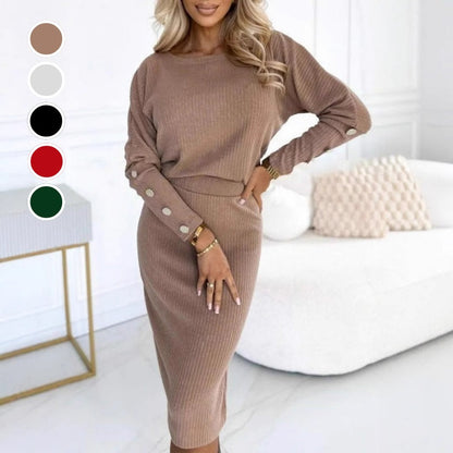 🎉Seasonal Sale - 50% OFF🎉Women’s Ribbed Knit Top ＆ Skirt Two-Piece Set