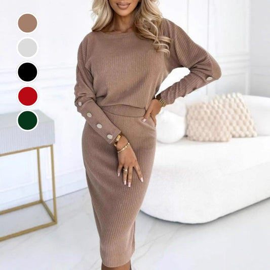 🎉Seasonal Sale - 50% OFF🎉Women’s Ribbed Knit Top ＆ Skirt Two-Piece Set