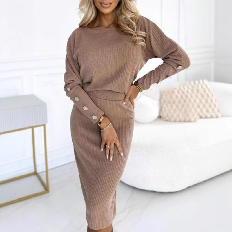 🎉Seasonal Sale - 50% OFF🎉Women’s Ribbed Knit Top ＆ Skirt Two-Piece Set