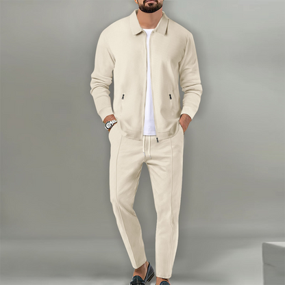 Men’s Stylish Lapel Jacket & Jogger Pants 2-Piece Set