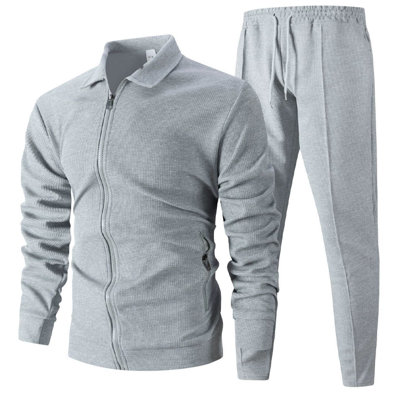 Men’s Stylish Lapel Jacket & Jogger Pants 2-Piece Set