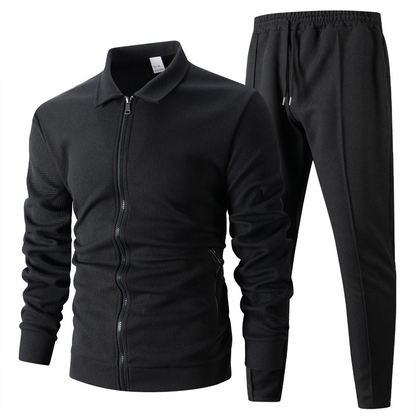 Men’s Stylish Lapel Jacket & Jogger Pants 2-Piece Set