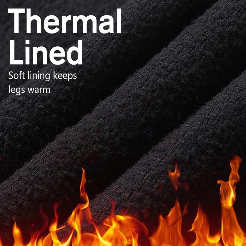 Men's Warm Lined Straight-Leg Stretch Dress Pants