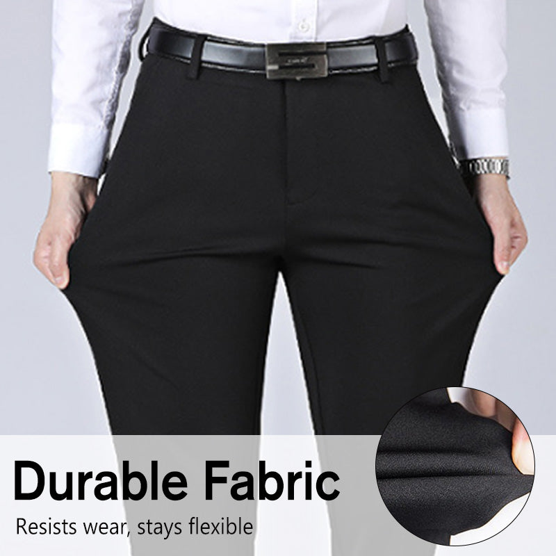 Men's Warm Lined Straight-Leg Stretch Dress Pants