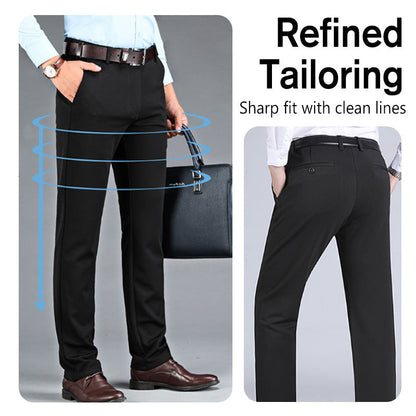 Men's Warm Lined Straight-Leg Stretch Dress Pants