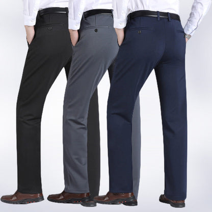Men's Warm Lined Straight-Leg Stretch Dress Pants