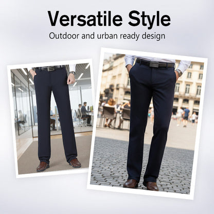 Men's Warm Lined Straight-Leg Stretch Dress Pants