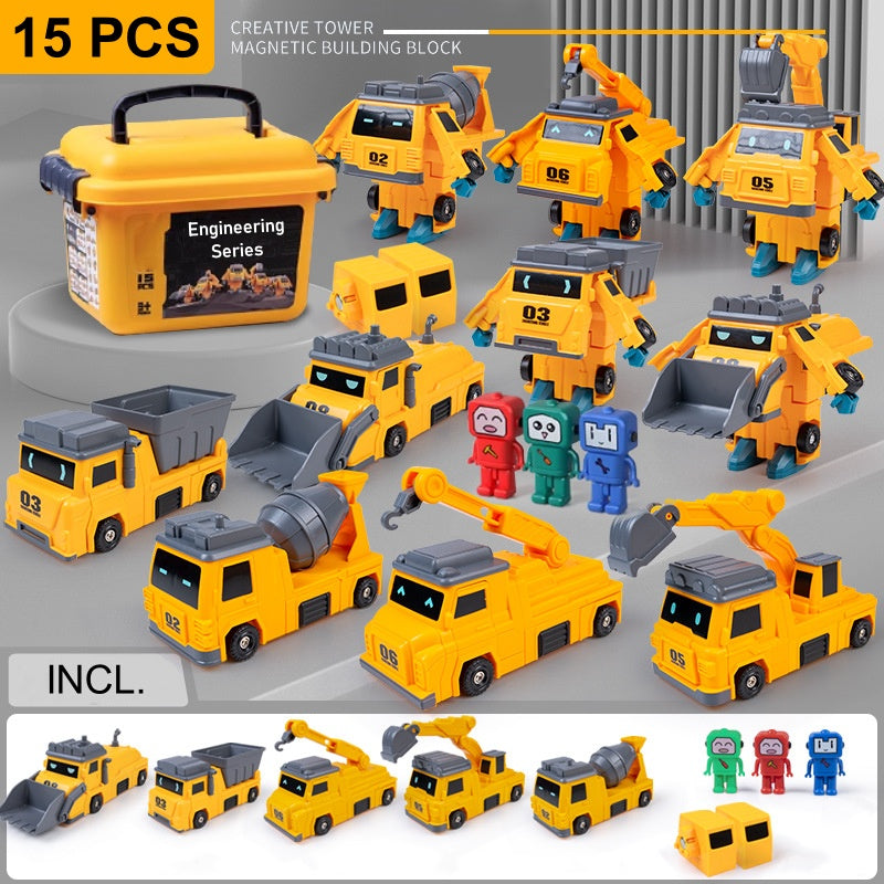 Magnetic Transformation Car & Robot Assembled Toys for Kids