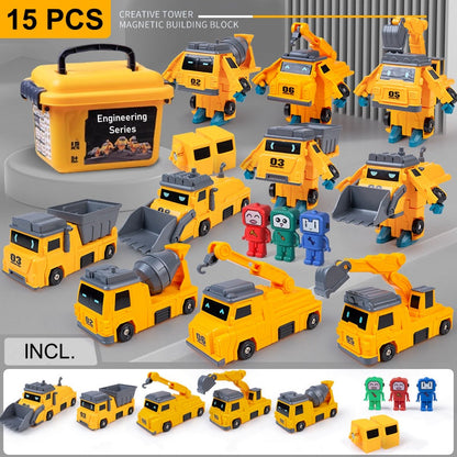 Magnetic Transformation Car & Robot Assembled Toys for Kids