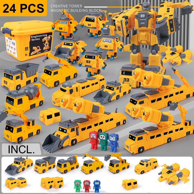 Magnetic Transformation Car & Robot Assembled Toys for Kids