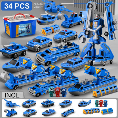 Magnetic Transformation Car & Robot Assembled Toys for Kids