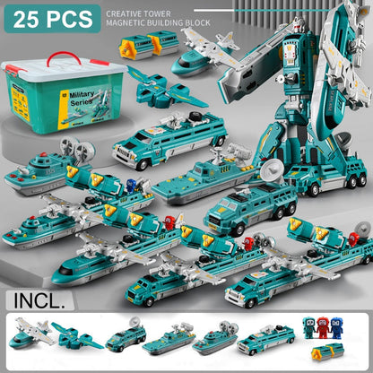 Magnetic Transformation Car & Robot Assembled Toys for Kids