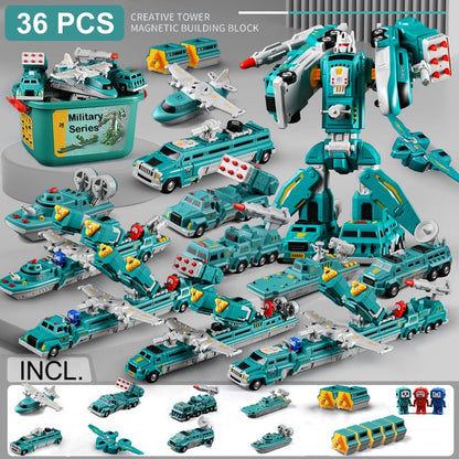 Magnetic Transformation Car & Robot Assembled Toys for Kids