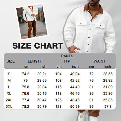 Men's Casual Lapel Long Sleeve Shirts ＆ Pants 2-Piece Set