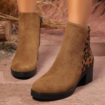 Brown Leopard Print Ankle Boots