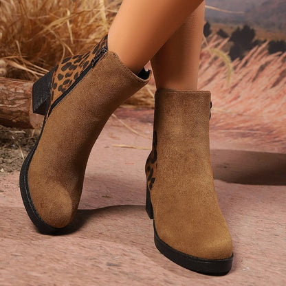 Brown Leopard Print Ankle Boots
