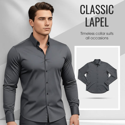 Men's Solid Color Lapel Long Sleeve Button-Down Shirts