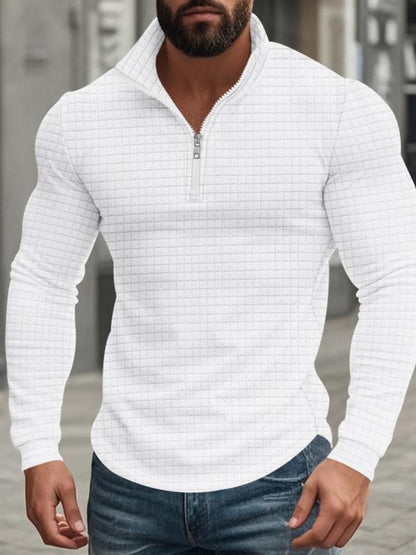 Men's Stand Collar Half-Zip Long Sleeve Sweatshirt