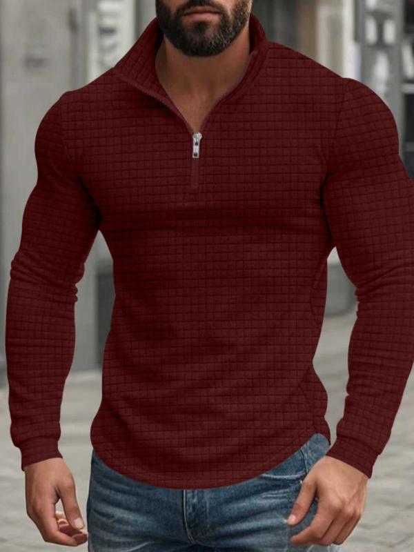 Men's Stand Collar Half-Zip Long Sleeve Sweatshirt