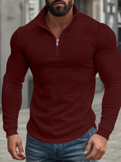Men's Stand Collar Half-Zip Long Sleeve Sweatshirt