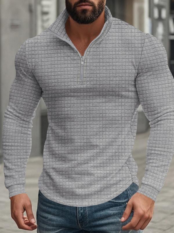 Men's Stand Collar Half-Zip Long Sleeve Sweatshirt