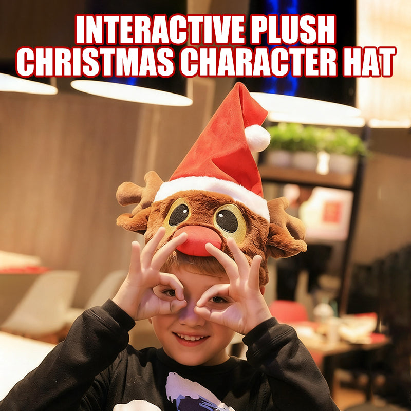 🎅🎉Interactive Plush Christmas Character Hat