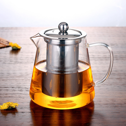 Glass Teapot with Removable Stainless Steel Infuser