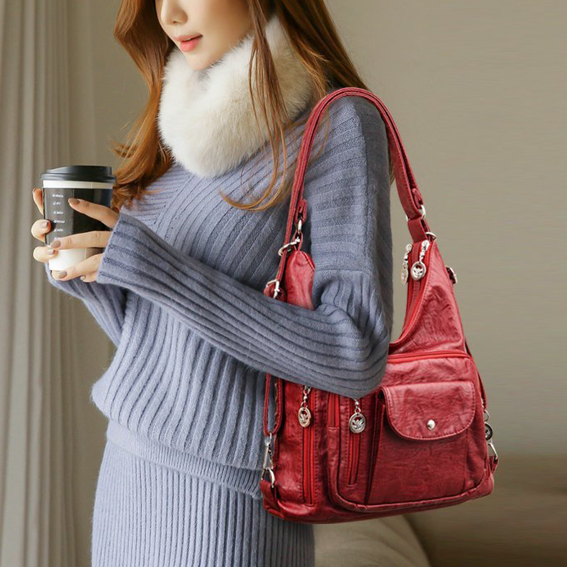 Convertible Multi-Pocket Shoulder Bag for Women