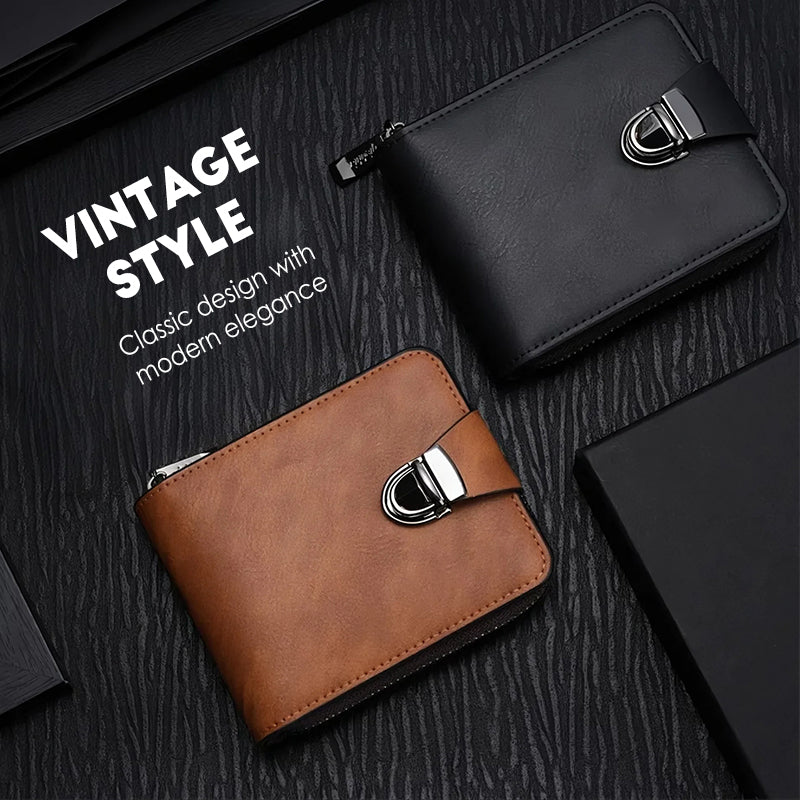 Men's Vintage Compact Zipper Wallet